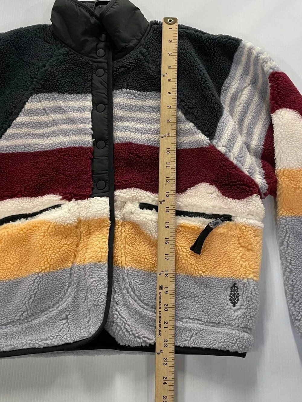 FREE PEOPLE Hit The Slopes Fleece Jacket Women's Size XS Orange Motif NWT $168 - Picture 2 of 8